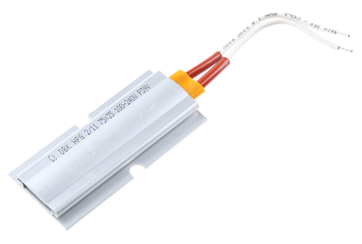 DBK Enclosures Heating Element Enclosure Heating Element, 100 mm, 75 mm, Self regulating PTC heater, 50 W, 100V ac/dc,