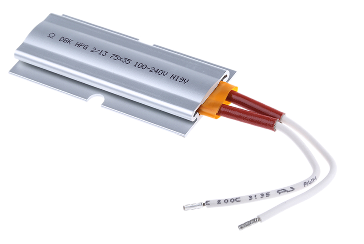 DBK Enclosures Heating Element Enclosure Heating Element, 100 mm, 75 mm, Self regulating PTC heater, 70 W, 100V ac/dc,