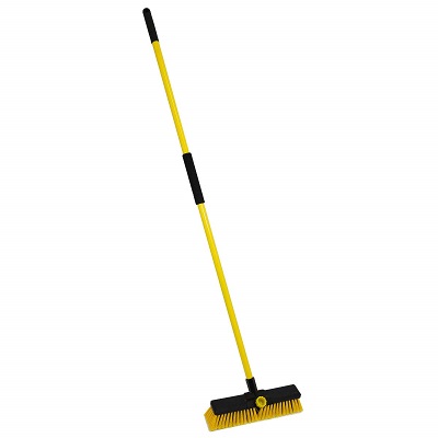 Bulldozer Broom, Yellow, Black With Polyvinyl Chloride Bristles for Dust Cleaning