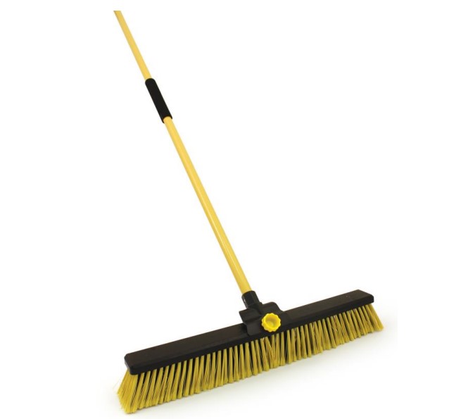 Bulldozer Broom, Yellow, Black With Polyvinyl Chloride Bristles for Dust Cleaning