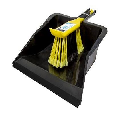 Bulldozer Black, Yellow Dustpan & Brush for Cleaning