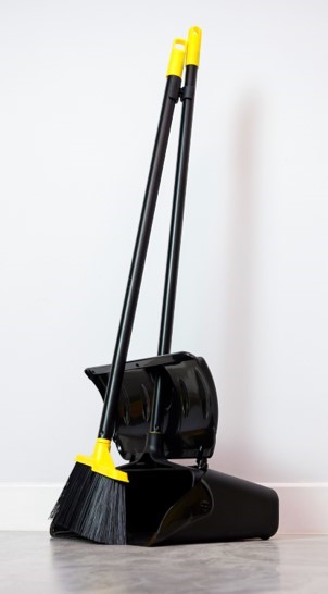 Bulldozer Black, Yellow Dustpan & Brush for Cleaning