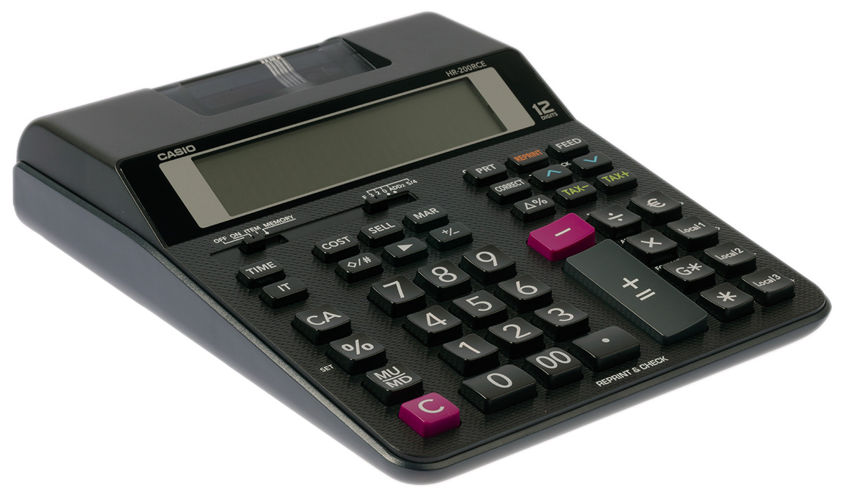Casio HR-200RCE Battery, Mains Powered Printing Calculator