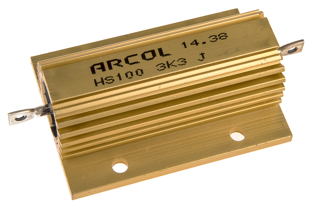 Arcol HS100 3K3 J, 3.3 kΩ 100 W Aluminium Chassis Mount Resistor ±5 %