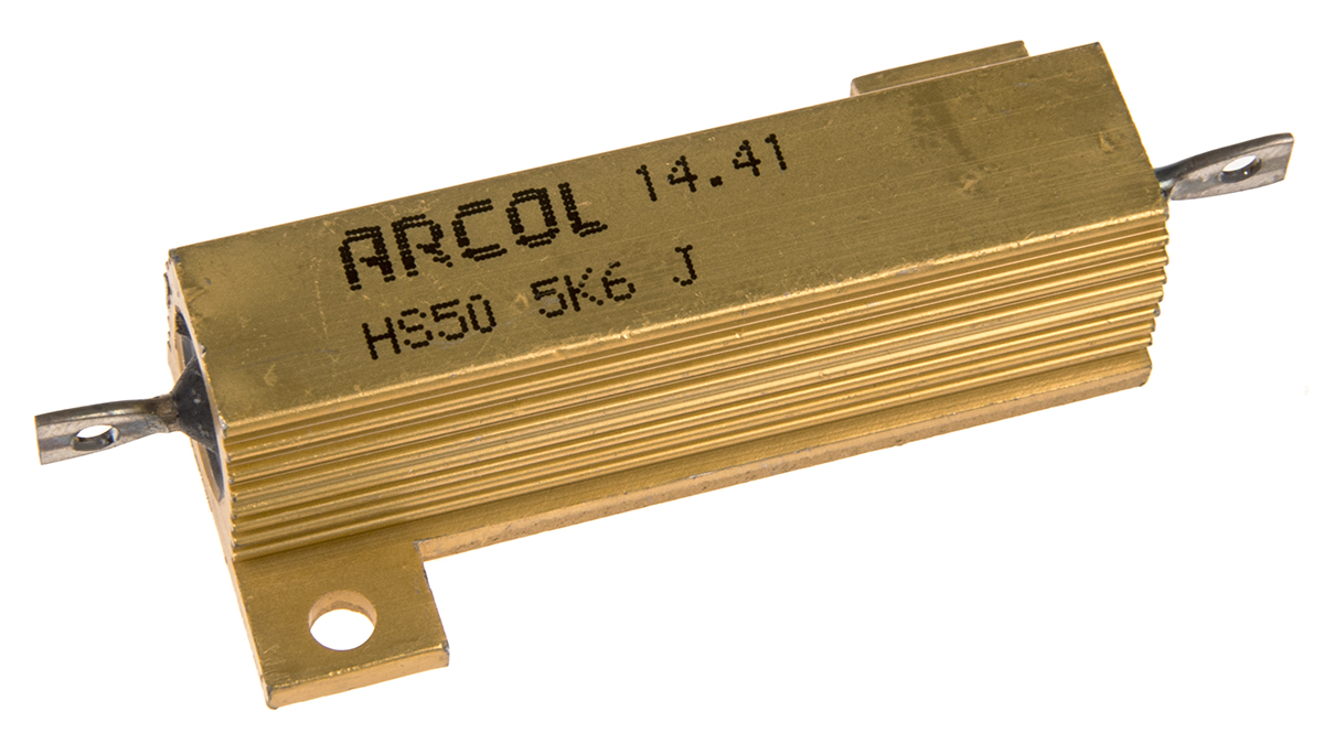 Arcol HS50 5K6 J, 5.6 kΩ 50 W Wirewound Chassis Mount Resistor ±5 %