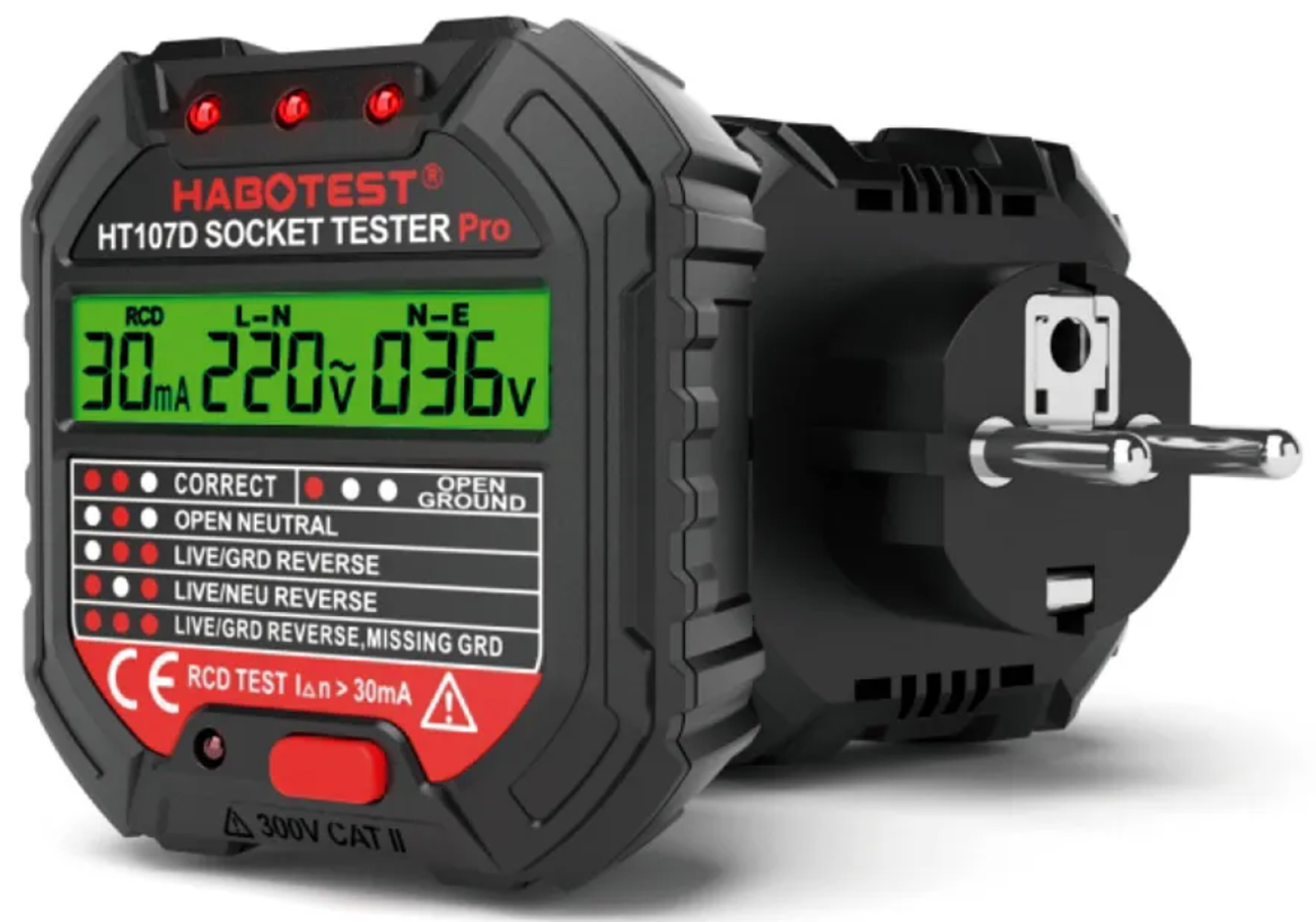 ht107d-eu Seeit, Model HT107D-EU Socket Tester 250V ac