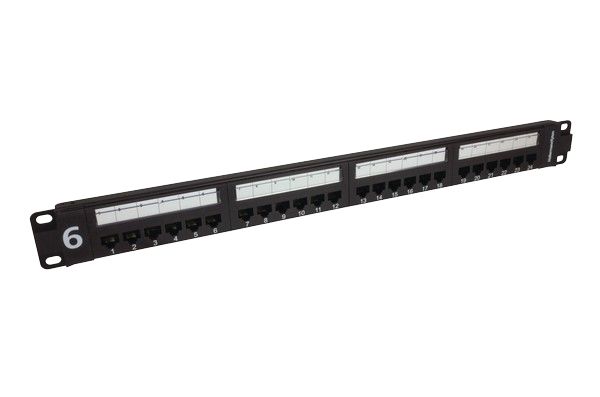 HellermannTyton Connectivity HTC Series Cat6 24 Port RJ45 Patch Panel Unshielded 1 U Black