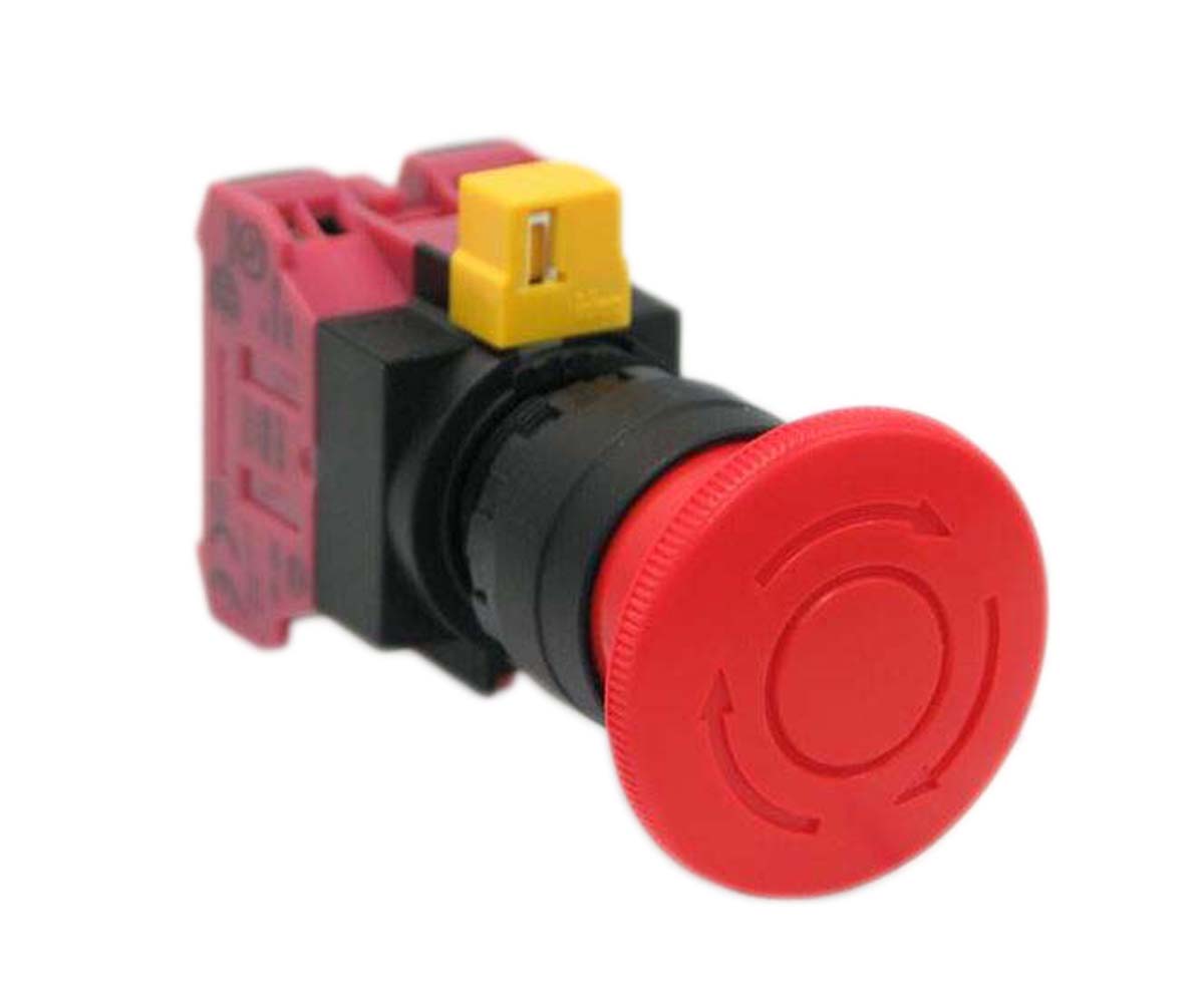 Idec HW Series Twist Release Emergency Stop Push Button, Panel Mount, 22 mm Cutout, 2 NC, IP65