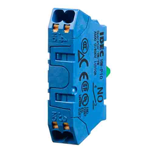 hw-p10 Idec HW Series Contact Block, 110V, 220 V, 24 V, 440 V, 48 V, 50 V, Blue Light, 1 NO