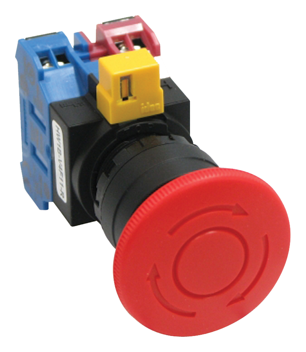 Idec HW Series Twist Release Emergency Stop Push Button, Panel Mount, 22 mm Cutout, 1 NO/1 NC, IP65