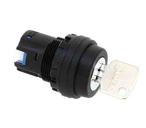 Idec HW 3-position Key Switch Head, Spring Return, 22 mm Cutout
