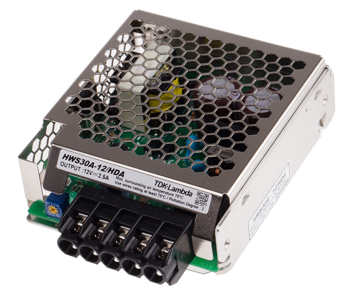 TDK-Lambda Switching Power Supply, HWS-30A-12/HD/A 12V dc, 2.5A, 30 W, Input 85V ac to  370 V dc, 265V ac