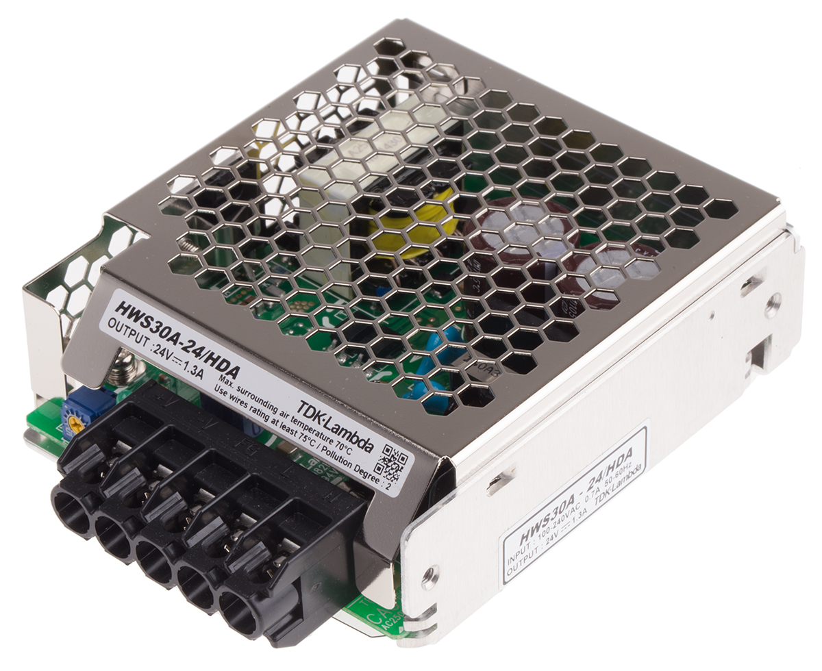 TDK-Lambda Switching Power Supply, HWS-30A-24/HD/A 24V dc, 1.3A, 31 W, Input 85V ac to  370 V dc, 265V ac