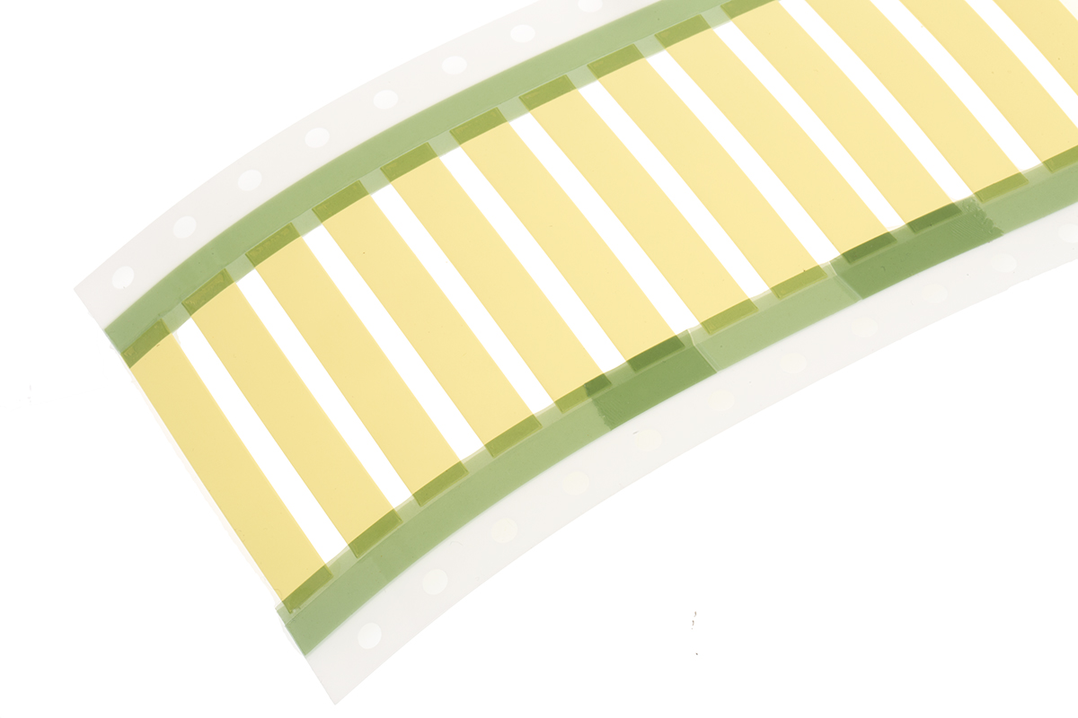 TE Connectivity Yellow White Print Heat Shrink Labels, 50 mm Width, 1000 Per Pack Qty, 50 mm