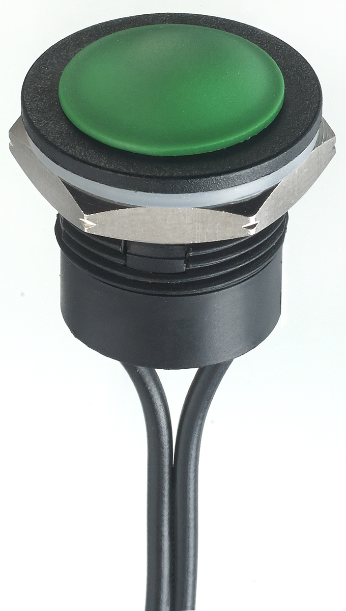 APEM IA Series Push Button Switch, Momentary, Panel, 16.2 mm Cutout, SPST, IP65, IP67, 24 V dc