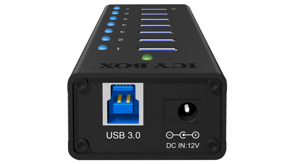 ib-ac618 ICY BOX 7 Port USB 3.0 USB Hub, Adapter Powered, 26 mm 113 mm 46mm