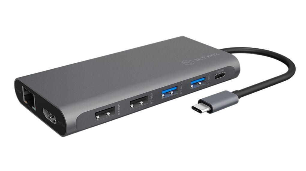 ICY BOX  3840 x 2160 pixel USB 2.0 USB Docking Stations PLe, ISO 2.0, ISO 3.0, USB Type C Portswith HDMI X2 - 4 xUSB