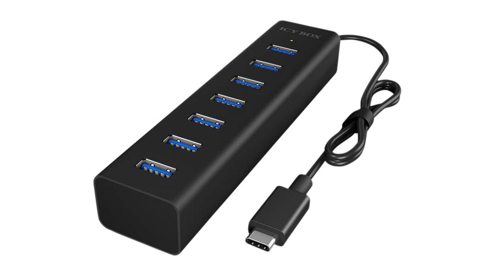 ICY BOX 7 Port USB 3.0 USB 3.0 Hub, Self-Powered Powered, 30 mm 20 mm 125mm
