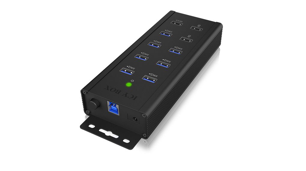 ICY BOX 7 Port USB 3.0 USB 3.0 Hub, Adapter Powered, 30 mm 185 mm 64mm