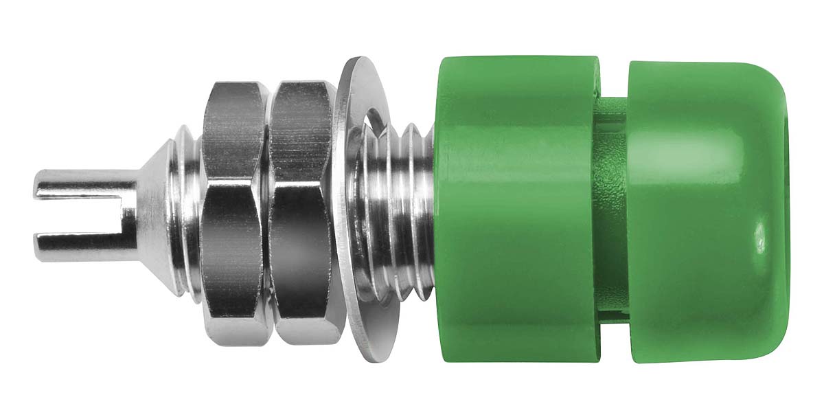 Schutzinger Green Female Banana Socket, 4 mm Connector, Screw Termination, 60V, 32A, Nickel Plating