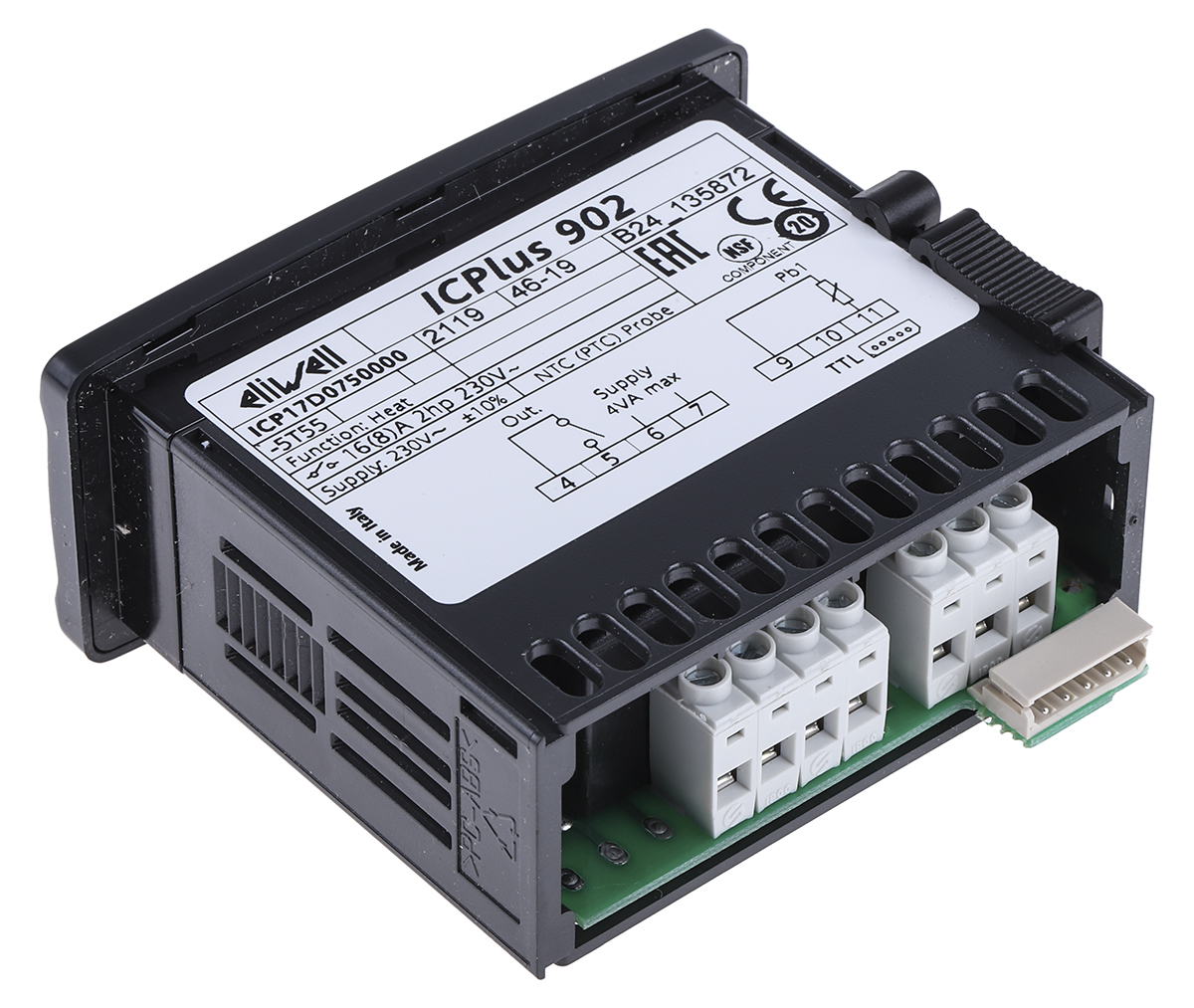 ic-902-230v-15a-ntc Eliwell ICPlus 902 Panel Mount On-Off Temperature Controller 1 Input, 1 Output Relay 230V Electronic Controller