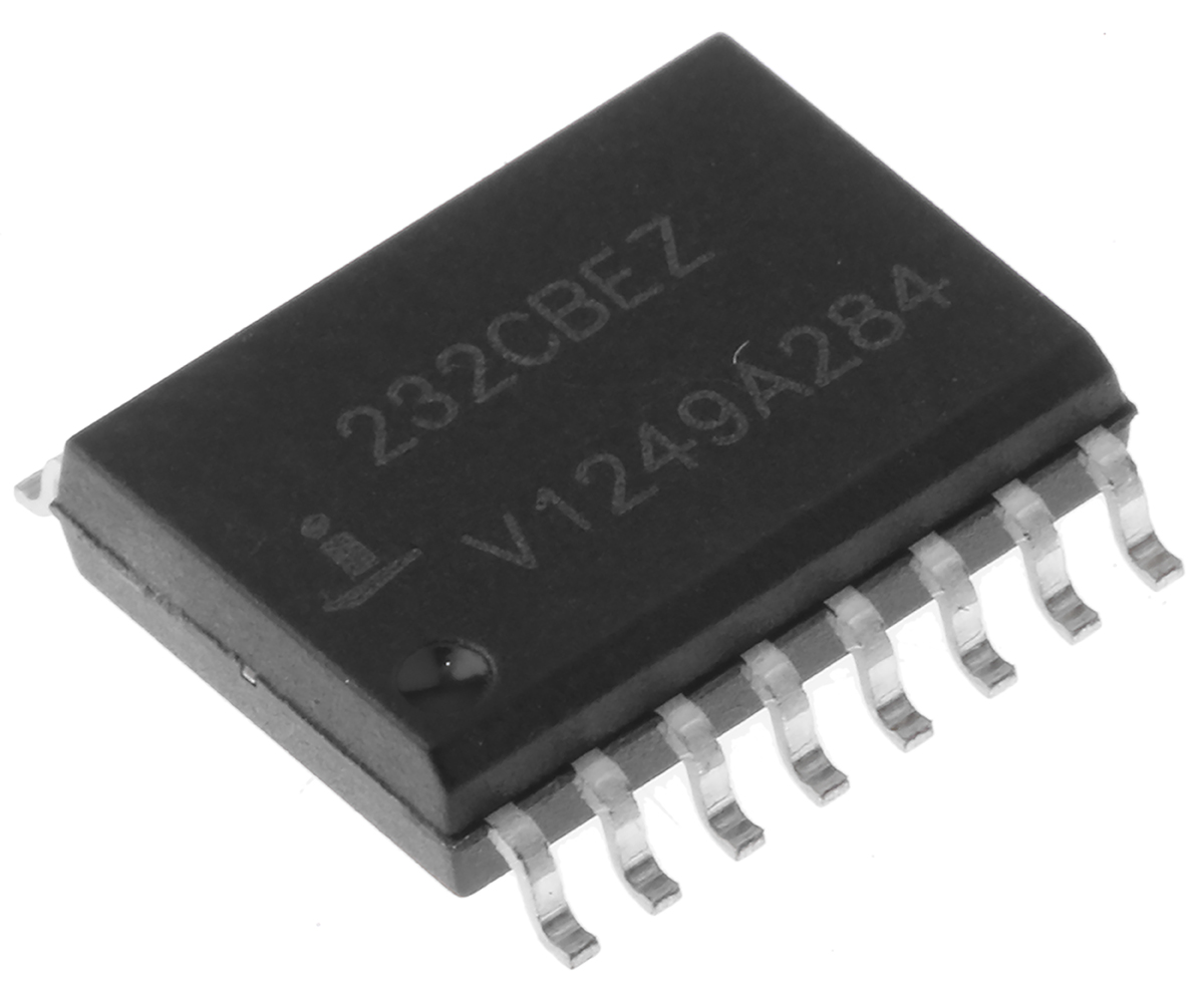 Renesas Electronics ICL232CBEZ 2-Channel Line Transceiver, TTL/CMOS, 16-Pin SOIC W