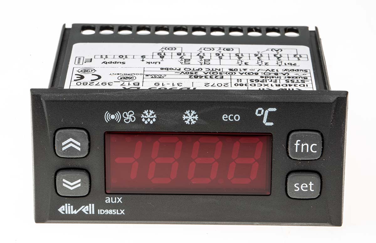 id-985-lx-12v-8a-ptc Eliwell ID 985LX Panel Mount On-Off Temperature Controller 2 Input, 4 Output Relay Output for Compressor and Defrost