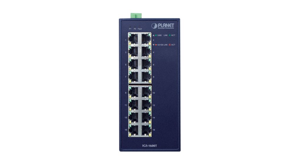 igs-1600t Planet IGS-1600T Unmanaged 16 Port Industrial Ethernet Switch