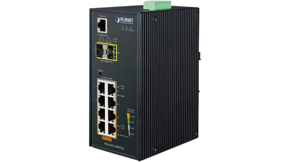 Planet IGS-4215-4P4T2S Managed 10 Port Industrial Ethernet Switch Power Over Ethernet