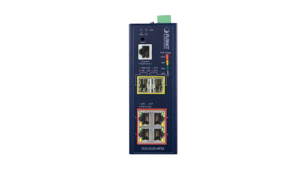 igs-5225-4p2s Planet IGS-5225-4P2S Managed 6 Port Ethernet Switch Power Over Ethernet