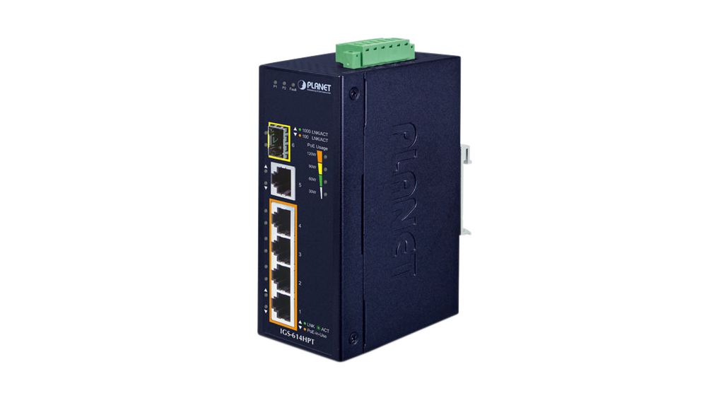 Planet IGS-614HPT Unmanaged 6 Port Industrial Ethernet Switch Power Over Ethernet