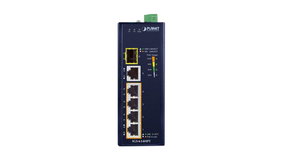 igs-614hpt Planet IGS-614HPT Unmanaged 6 Port Industrial Ethernet Switch Power Over Ethernet