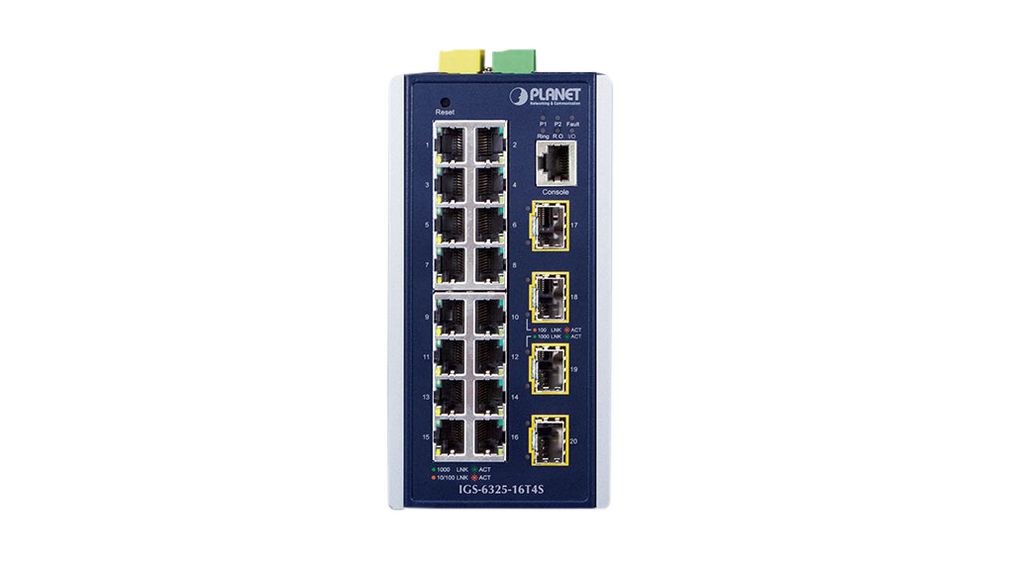 igs-6325-16t4s Planet IGS-6325-16T4S Managed 20 Port Industrial Ethernet Switch