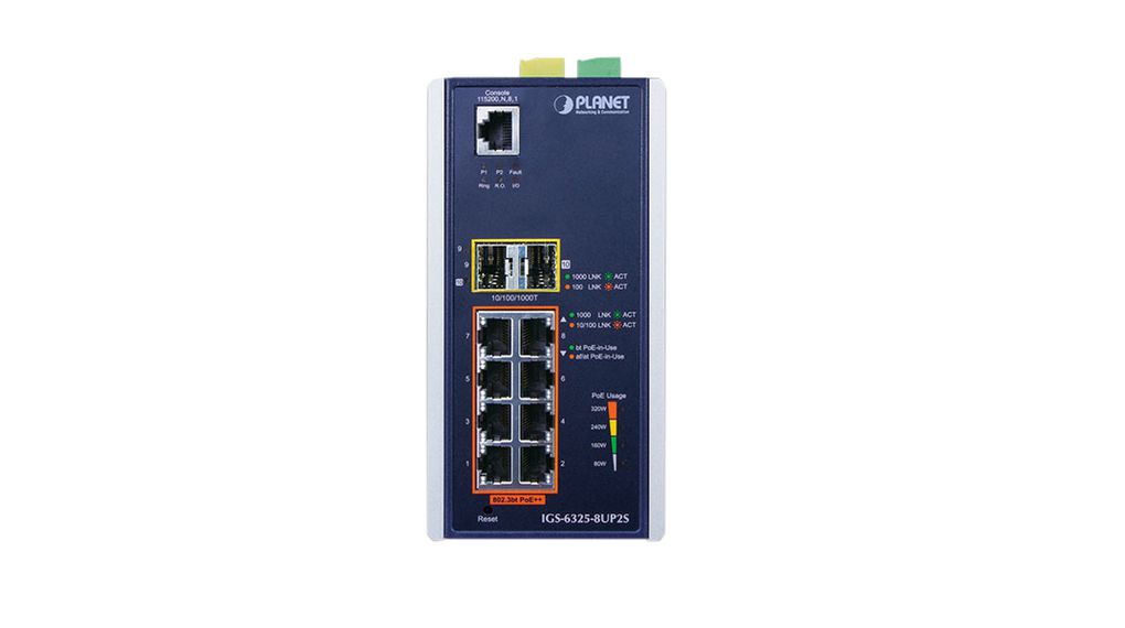 igs-6325-8up2s Planet IGS-6325-8UP2S Managed 10 Port Ethernet Switch Power Over Ethernet