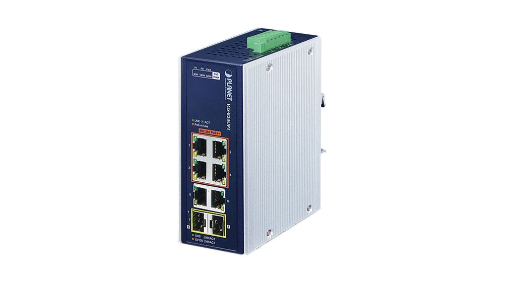 Planet IGS-824UPT Unmanaged 8 Port Industrial Ethernet Switch Power Over Ethernet
