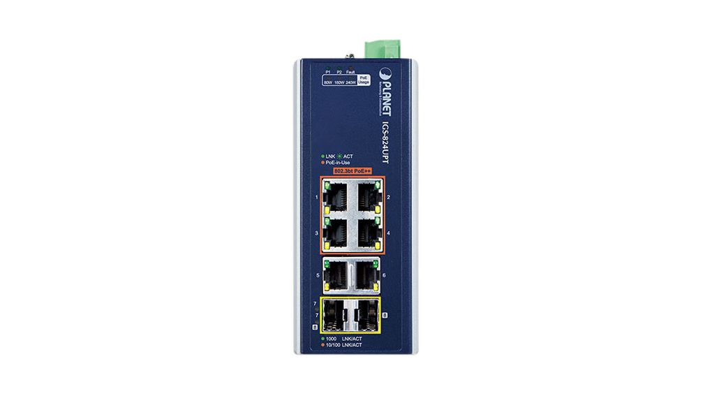 igs-824upt Planet IGS-824UPT Unmanaged 8 Port Industrial Ethernet Switch Power Over Ethernet
