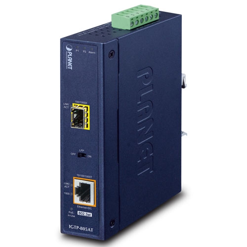 Planet RJ45 Industrial Media Converter, Copper, 2000Mbps, Full Duplex 100 m