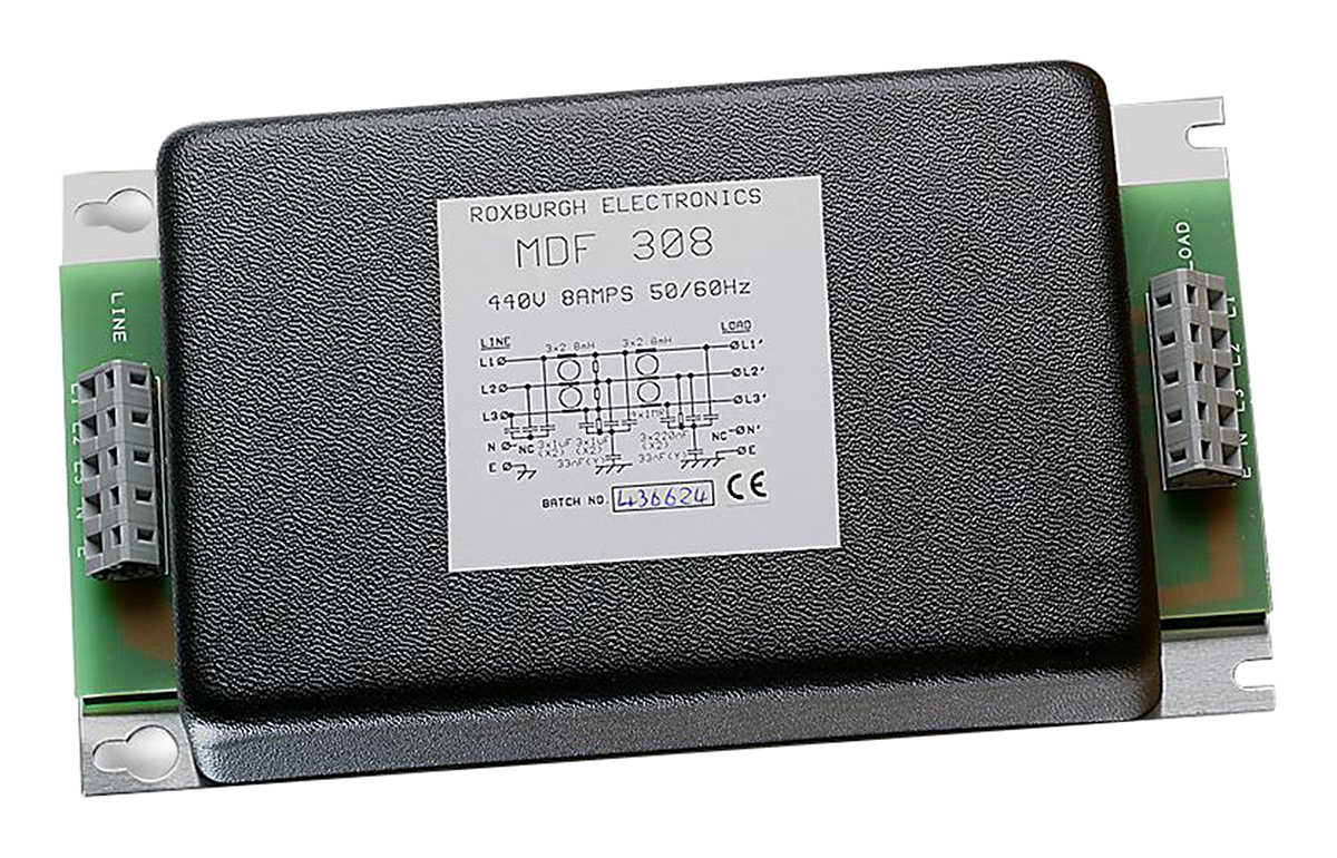 Roxburgh EMC, IHF 8 A 480V ac 60Hz, Flange RFI Filter, Stud 1 Phase