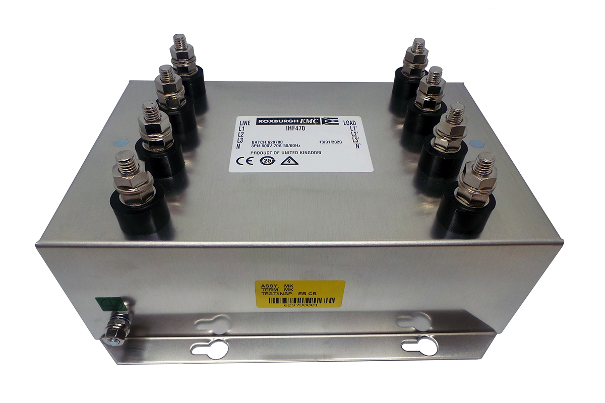 Deltron, IHF 70 A 277V, 480 V 60Hz, Flange EMI Filter, Stud 1 Phase