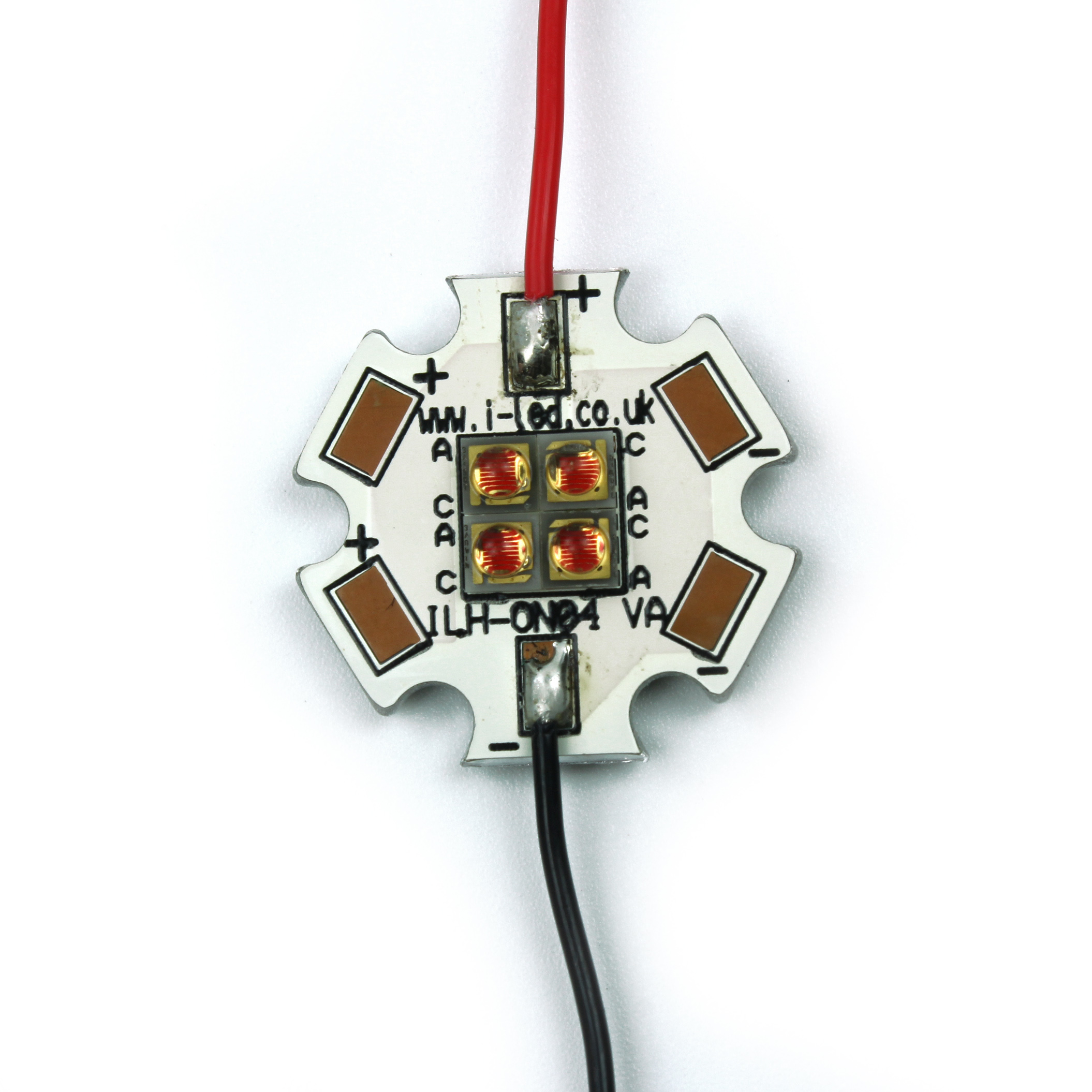 Intelligent LED Solutions IHH-OG04-HYRE-SC221-WIR200. OSLON Square 4+ PowerStar LED Array 4-LEDs Deep Blue, Red, Green,