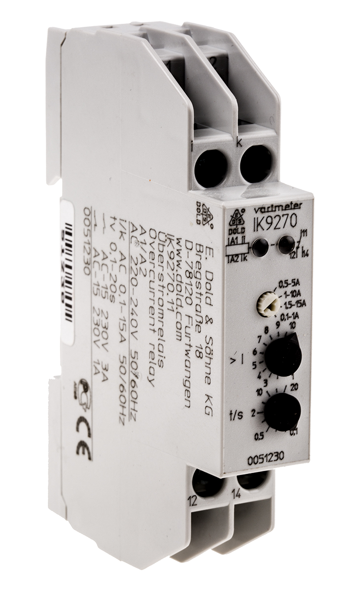Dold Monitoring Relay, 1 Phase, SPDT, DIN Rail, 0.1A to 15A, 240V ac