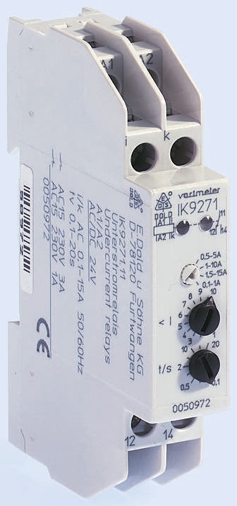 Dold Monitoring Relay, 1 Phase, SPDT, DIN Rail, 0.1A to 15A, 220V ac, 240 V ac