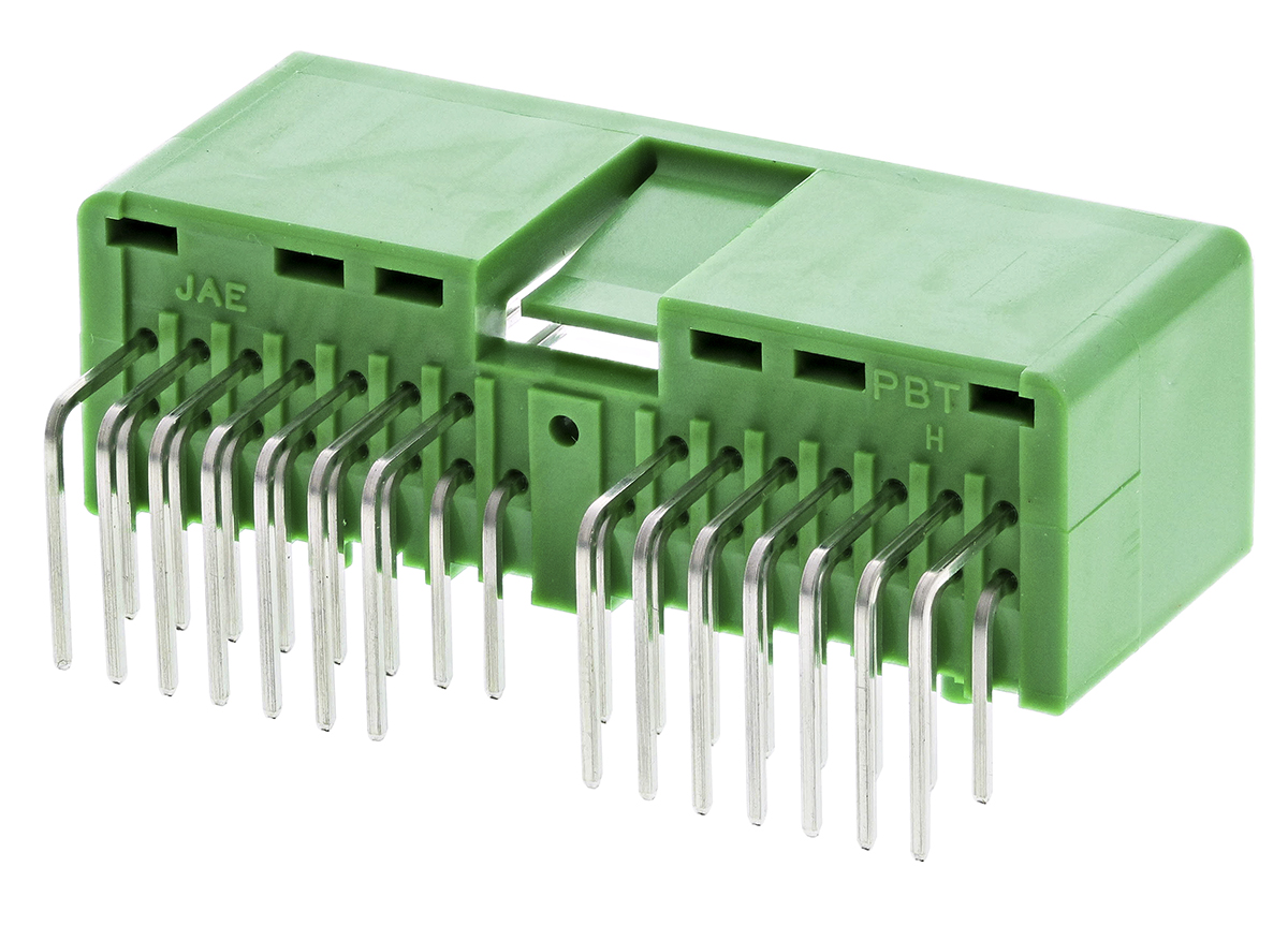 JAE IL-AG5 Series Right Angle Through Hole PCB Header, 30 Contact(s), 2.5 mm Pitch, 2 Row, Shrouded