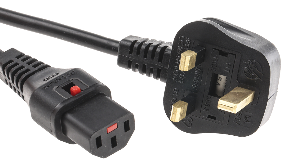 Schaffner IEC C13 to BS1363 Power Cord, 2 m Black IL13