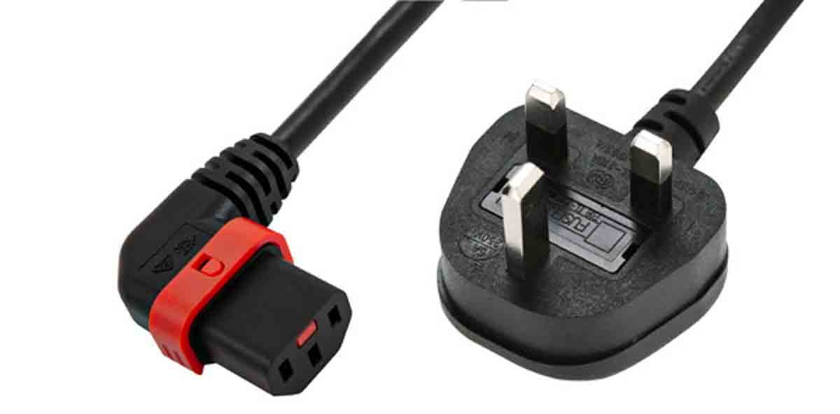 Schaffner IEC C13 to BS1363 Power Cord, 2 m Black Polyvinyl Chloride IL 13P
