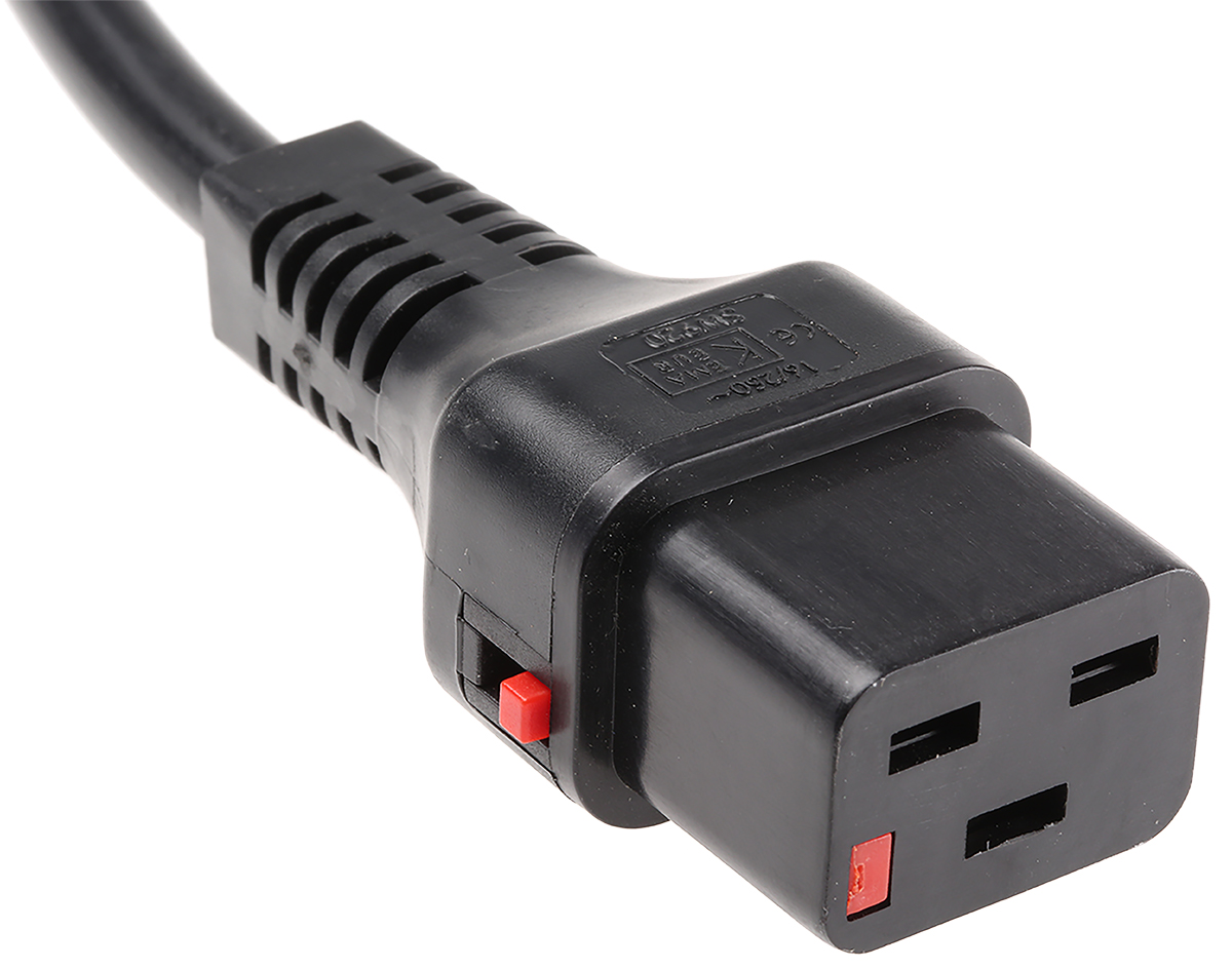 Schaffner IEC C20 to IEC C19 Power Cord, 2 m Black High Voltage Vinyl Chloride Cab Tire Flexible, Polyvinyl Chloride,