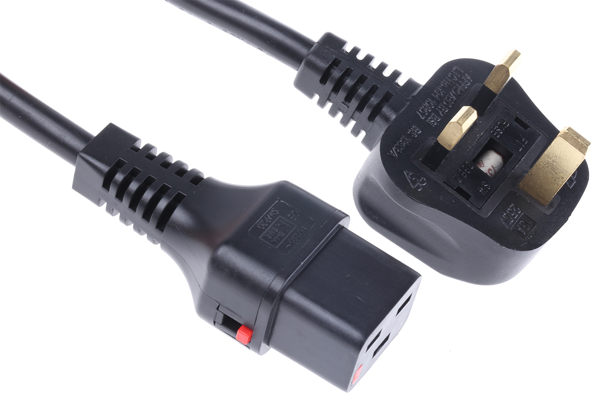 Schaffner IEC C19 to BS1363 Power Cord, 2 m Black IL19