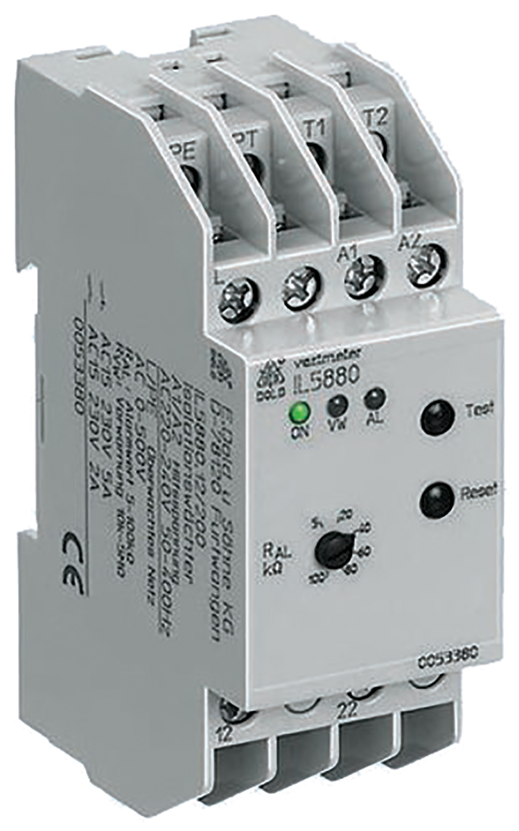 Dold Monitoring Relay, 3, 1 Phase, 0 to 500 V Monitor Range, DPDT, DIN Rail 110 to 240 V dc