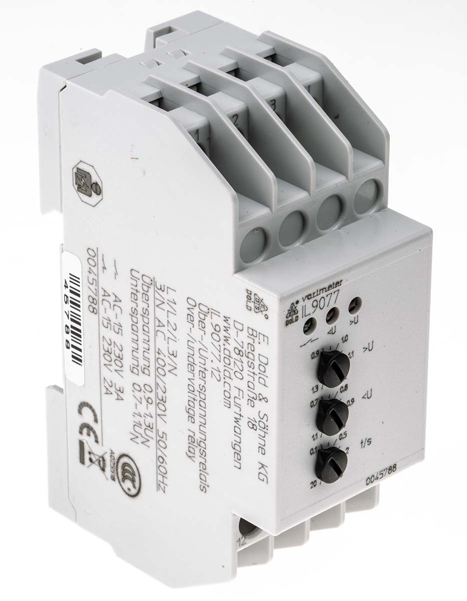 Dold Monitoring Relay, 3 Phase, DPDT, DIN Rail, 230V ac, 400 V ac