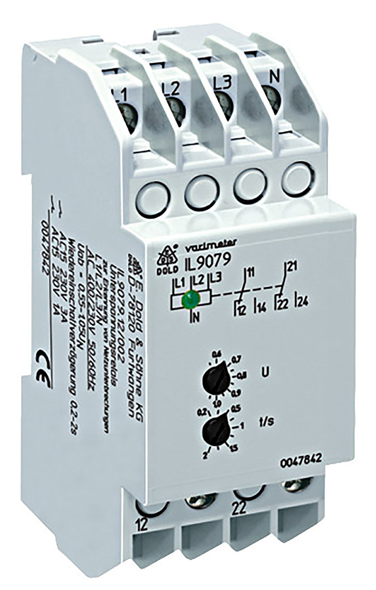 Dold Monitoring Relay, 3 Phase, DPDT, DIN Rail, 230V ac, 400 V ac